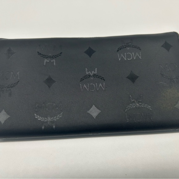 MCM monogrammed black nylon long wallet